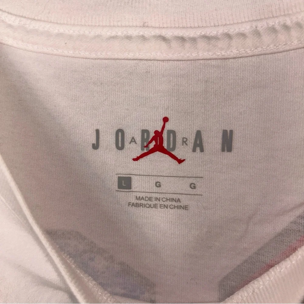 Jordan Shirt Air Jordan UNC Blue And Chicago Red Short Sleeve White Top Men’s L